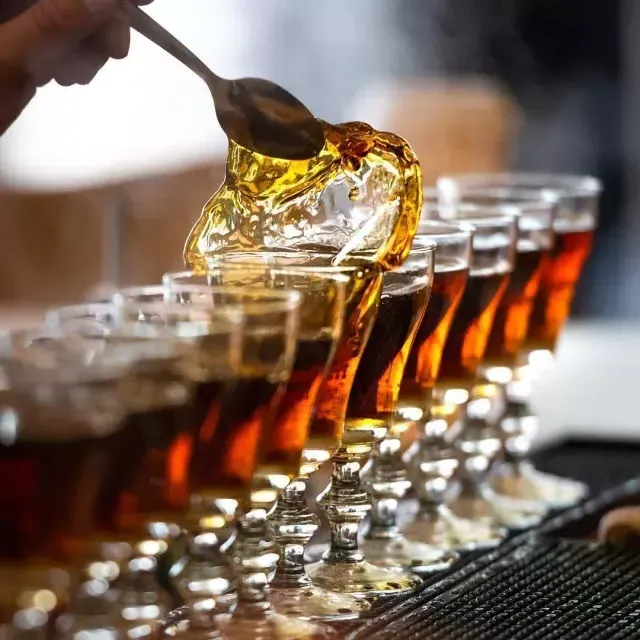 A row of Irish coffees served at The Buena Vista Cafe.